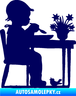 Samolepka Interiér 001 levá dítě u stolečku tmavě modrá
