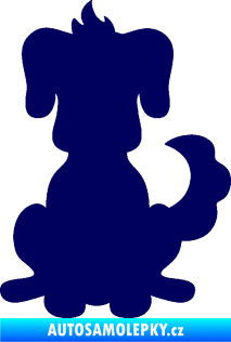 Samolepka Pes 113 pravá kreslená silueta tmavě modrá