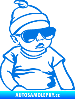 Samolepka Baby on board 003 pravá miminko s brýlemi modrá oceán