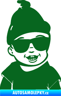 Samolepka Dítě v autě 081 pravá chlapeček v brýlích tmavě zelená