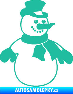 Samolepka Sněhulák 002 pravá vánoční dekor tyrkysová