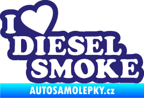 Samolepka I love diesel smoke nápis střední modrá