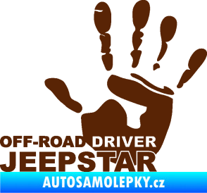 Samolepka Off road driver - Jeep star nápis s rukou hnědá