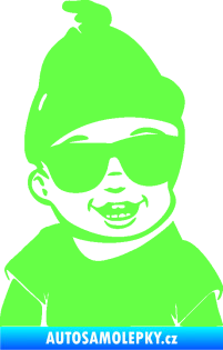 Samolepka Dítě v autě 081 pravá chlapeček v brýlích Fluorescentní zelená