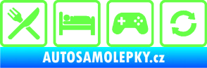 Samolepka Eat sleep game repeat hrát počítačové hry Fluorescentní zelená