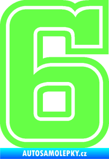Samolepka Startovní číslo 6 typ 5 Fluorescentní zelená