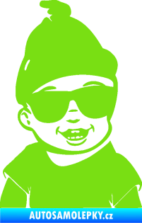 Samolepka Dítě v autě 081 pravá chlapeček v brýlích zelená kawasaki