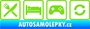 Samolepka Eat sleep game repeat hrát počítačové hry zelená kawasaki