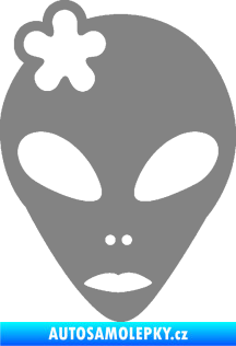 Samolepka UFO 009 slečna s kytičkou levá šedá