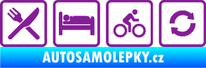 Samolepka Eat sleep cycling repeat cyklistika fialová