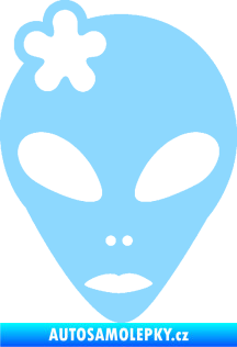 Samolepka UFO 009 slečna s kytičkou levá světle modrá