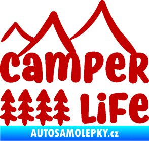 Samolepka Camper life 001 horská turistika tmavě červená