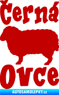 Samolepka Černá ovce nápis s ovečkou tmavě červená