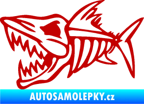 Samolepka Ryba kostra 002 levá tmavě červená