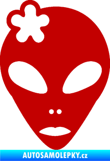 Samolepka UFO 009 slečna s kytičkou levá tmavě červená