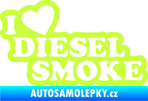 Samolepka I love diesel smoke nápis limetová