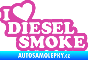 Samolepka I love diesel smoke nápis růžová