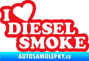 Samolepka I love diesel smoke nápis červená