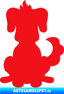 Samolepka Pes 113 pravá kreslená silueta červená