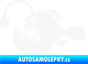 Samolepka Ryba 022 levá mořský ďas s lampičkou bílá