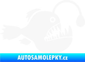 Samolepka Ryba 022 pravá mořský ďas s lampičkou bílá