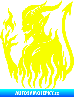 Samolepka Ďábel 004 levá čertisko v plamenech Fluorescentní žlutá
