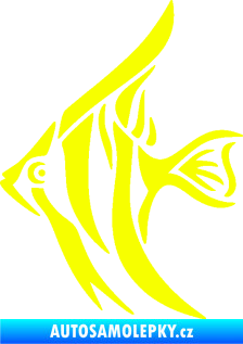 Samolepka Ryba 024  levá akvarijní skalára Fluorescentní žlutá