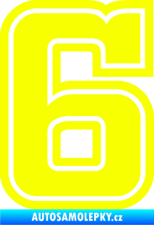 Samolepka Startovní číslo 6 typ 5 Fluorescentní žlutá