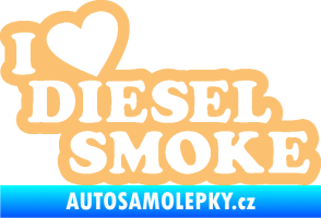 Samolepka I love diesel smoke nápis béžová