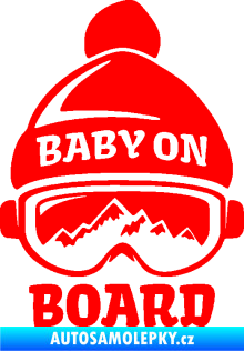 Samolepka Baby on board 012 levá na horách Fluorescentní červená