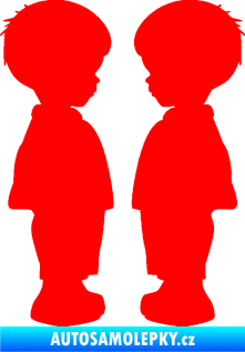 Samolepka Dítě v autě 073 dva chlapečci sourozenci Fluorescentní červená