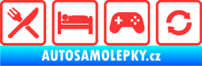 Samolepka Eat sleep game repeat hrát počítačové hry světle červená