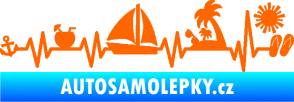 Samolepka Srdeční tep 094 levá dovolená u moře Fluorescentní oranžová