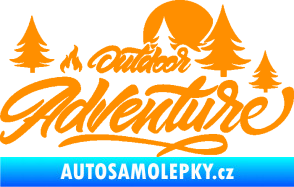 Samolepka Adventure outdoor nápis les,hory a táborák oranžová