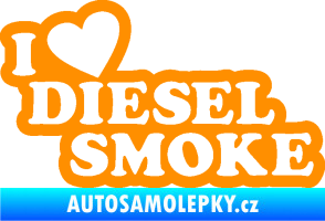 Samolepka I love diesel smoke nápis oranžová