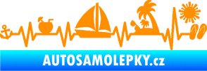 Samolepka Srdeční tep 094 levá dovolená u moře oranžová