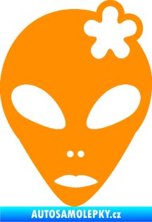 Samolepka UFO 009 slečna s kytičkou pravá oranžová