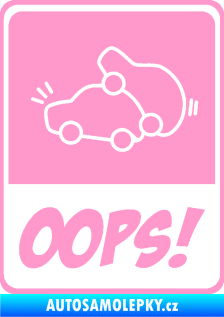 Samolepka Oops love cars 001 světle růžová