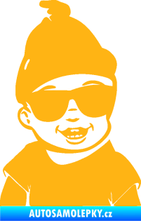 Samolepka Dítě v autě 081 pravá chlapeček v brýlích světle oranžová