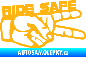 Samolepka Ride Safe nápis pravá motorkář světle oranžová