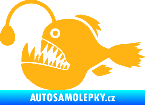 Samolepka Ryba 022 levá mořský ďas s lampičkou světle oranžová