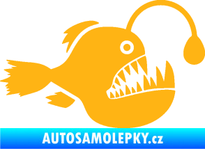Samolepka Ryba 022 pravá mořský ďas s lampičkou světle oranžová