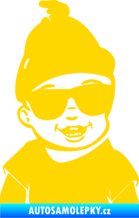 Samolepka Dítě v autě 081 pravá chlapeček v brýlích jasně žlutá