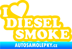 Samolepka I love diesel smoke nápis jasně žlutá