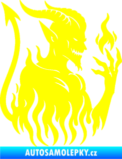 Samolepka Ďábel 004 pravá čertisko v plamenech žlutá citron