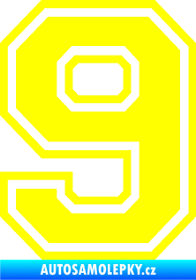 Samolepka Startovní číslo 9 typ 4 žlutá citron