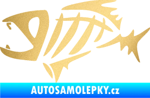 Samolepka Ryba kostra  007 levá zlatá metalíza