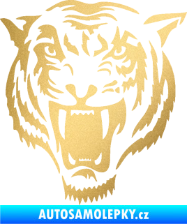 Samolepka Tygr 005 levá hlava zlatá metalíza