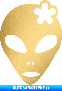 Samolepka UFO 009 slečna s kytičkou pravá zlatá metalíza