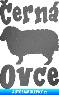 Samolepka Černá ovce nápis s ovečkou grafitová metalíza
